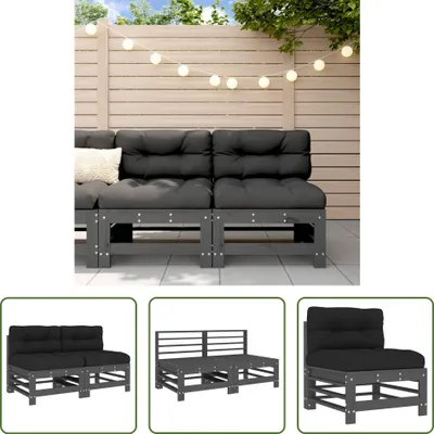 Produktbild von The Living Store Mittelsofas mit Kissen 2 Stk. Grau Massivholz Kiefer