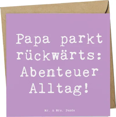 Produktbild von Mr. & Mrs. Panda Klappkarte Spruch Vater Abenteuer - Lavendeltraum - Geschenk, Vaterschaft, herzerwärmende Sprüche, Grußkarte, doppelkarte, Jubiläen, Glückwunschkarte