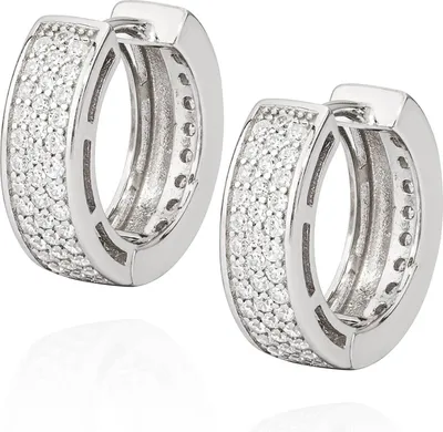 Produktbild von Paar 17mm Klappcreole 925 Silber Krappgefasste kristalline Zirkonia Ohrringe