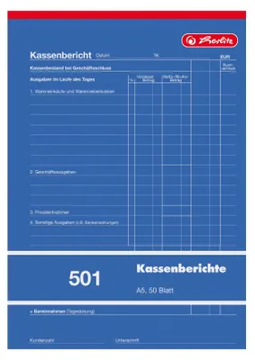 Produktbild von Herlitz Kassenberichtsblock 501 / A5 / 50 Blatt