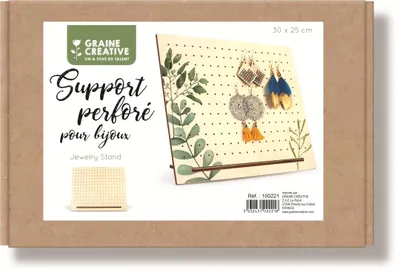 Zdjęcie produktu dla Perforowany drewniany stojak na biżuterię 30 x 25 x 8 cm