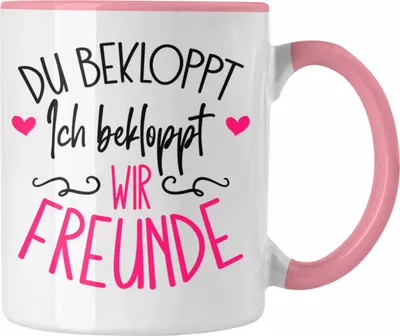 Produktbild von Trendation - Tasse Beste Freunde "Du bekloppt, ich bekloppt, wir sind Freunde" Beste Freundin BFF Geschenkidee (Rosa)