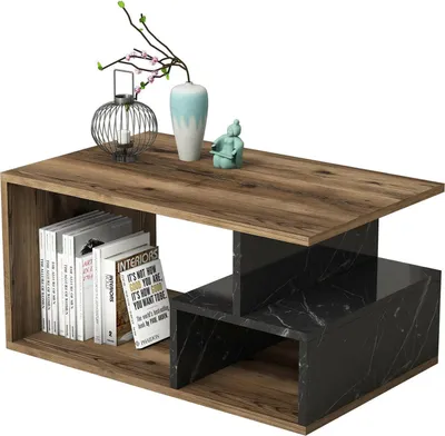 Immagine prodotto di Dmora Tavolino da Salotto Calvera 42x90x54h cm Marrone, 2 Vani Forma Rettangolare