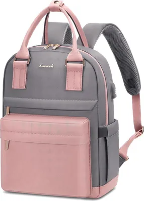 Image de LOVEVOOK Femme 13,3 pouces Sac à dos étanche Sac à dos de ville 2-en-1 Rose Gris