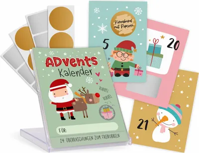 Produktbild von Adventskalender mit Rubbeletiketten, Karten und Tischaufsteller