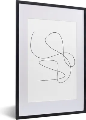 Produktbild von MuchoWow® Gerahmtes Poster Linienkunst - Minimalismus - Abstrakt 40x60 cm - Poster mit Schwarzem Bilderrahmen Wandposter Rahmen Foto Bilder - Poster in Rahmen