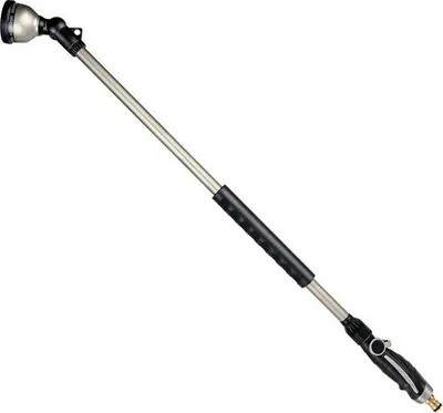 Produktbild von Famanu Gartenschlauch 92-153 cm, Metall mit 180° drehbarem Kopf, 10 Sprühmustern, Daumenbedienung