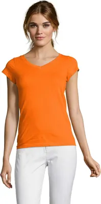 Image de SOLS - T-shirt « Moon » à col en V pour femmes LT1485 (M) (orange)
