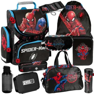 Produktbild von Mega Schulset XXL – SPIDERMAN | 10-teiliges Schulranzen-Set Für Jungen Klasse 1–4 Marvel schwarz