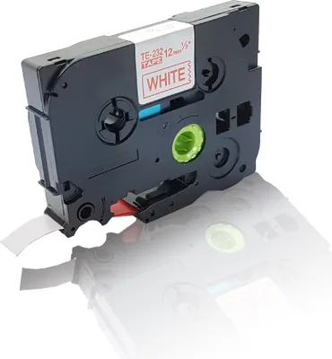 Produktbild von Print-Klex Schriftband kompatibel kompatibel mit Brother Ptouch TZE-232 P-Touch GL100 GL1000 GL200 H100 LB H100 R H100 Series H 101 LB H101 TB H105 H300 H500 LI H500 Series 12mm x 8 m Rot / Weiß
