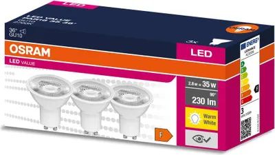 Obrázok produktu pre Žiarovka OSRAM LED LVPAR163536 GU10 2,8W/827 3balenie BASEPAR1650 36°