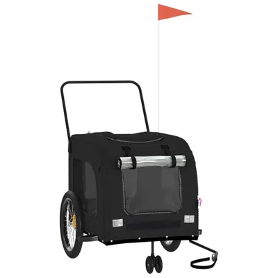 Image de vidaXL Remorque pour vélo Chiens Noir Tissu Oxford et fer