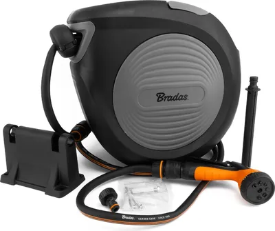 Produktbild von Schlauchtrommel 30m 1/2'' Schlauchbox Schlauchaufroller schwenkbar Wasserschlauchtrommel automatischer Aufroller Gartenschlauch schwarz Bradas ECO-W1B30