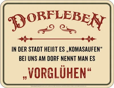 Produktbild von Witziges Blechschild Dorfleben Vorglühen Deko Geschenk