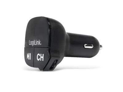 Produktbild von LogiLink FM0004, 87,5 - 108 MHz, LCD, MicroSD (TransFlash), Zigarettenanzünder, 12 V, 30 g