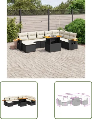 Produktbild von The Living Store 8-tlg. Garten-Sofagarnitur mit Kissen Schwarz Poly Rattan