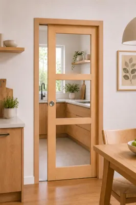 Immagine prodotto di Porta scorrevole in legno Ayous con vetro trasparente H204 x L73 cm, a scomparsa, kit finitura Gd Menuserie