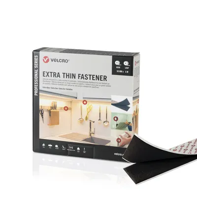 Produktbild von VELCRO® Extra Thin Fastener 5m Hakenband 5m Flauschband, Haken & Flausch 50mm schwarz