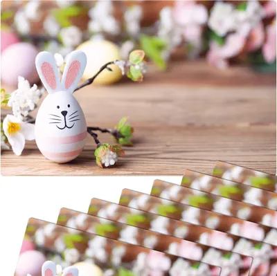 Produktbild von Abwaschbare Tischsets 8er Set Ostern Blumen & Hase