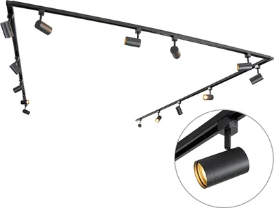 Produktbild von QAZQA - Modern Modernes 1-Phasen-Schienensystem I Spotlight I Deckenspot I Deckenstrahler I Strahler mit 14 Spot I Spotlight I Deckenspot I Deckenstrahler I Strahler I Lampe I Leuchtes schwarz - Jeana