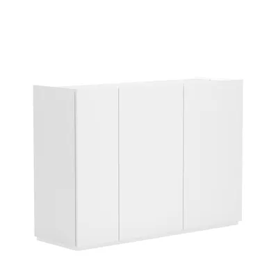 Produktbild von Dreitrügige Kommode SMART 130 x 90 x 37 cm Schreibtisch Weiß Hochglanz
