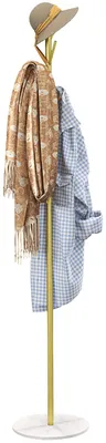 Produktbild von Freistehende Garderobe mit 8 Haken, Sockel aus Marmor und Stahl, ? 32 x 164 cm, Gold