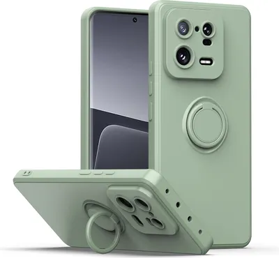 Produktbild von Xiaomi 13 Pro Handyhülle, Ring Halter Ständer Kratzfeste Weiche Silikon schutzhülle für Xiaomi 13 Pro Türkis