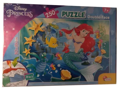 Obrázok produktu pre Lisciani 48069 Disney Princezné - Ariel, morská víla - Dvojstranná puzzle, vhodné na skladanie a maľovanie, 2 v 1, pre deti od 7 rokov