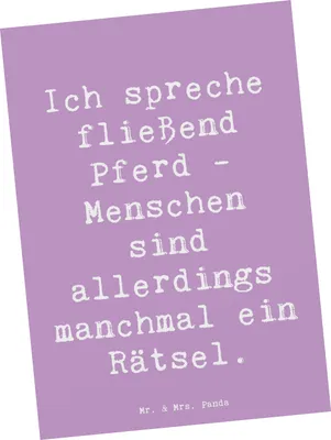 Produktbild von Mr. & Mrs. Panda Postkarte Spruch Reiten und Rätsel - Lavendeltraum - Geschenk, Reitsport, Teamsport, Sportler, Grußkarte, Ansichtskarten, Sport, Pferde, Postkarten