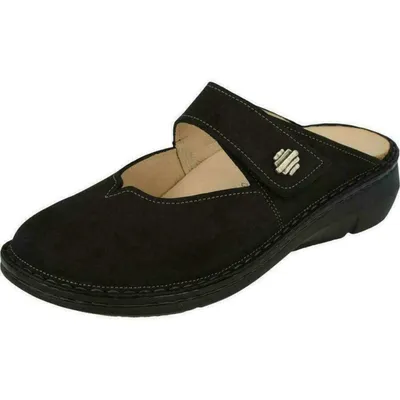 Produktbild von Finn Comfort Roseau Damen Pantolette Schwarz Leder NEU - Damenschuhe Pantolette /  Zehentrenner, Schwarz, leder (buggy)