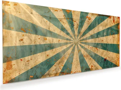 Produktbild von Glasbild 60x30cm in XXL für Wohnzimmer, Schlafzimmer Motiv Retro Sonnenstrahlen