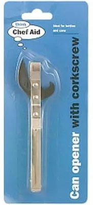 Blikopener mit Korkenzieher, silber, 22 cm