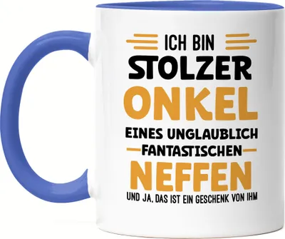Produktbild von Ich bin stolzer Onkel Tasse Blau Geschenkidee Verwandtschaft Sarkasmus Neffe
