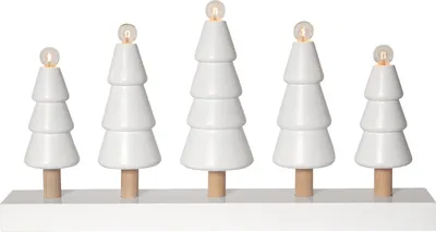 Produktbild von Weihnachtliche Dekoleuchte Skog Tannenwald Holz 5-flammig weiß B 46cm