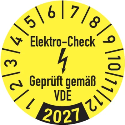 Produktbild von Dreifke® Aufkleber Jahresprüfplakette, Elektro-Check  gem. VDE, gelb/s...