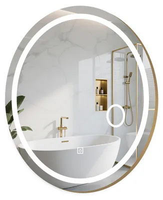 Zdjęcie produktu dla Lustro łazienkowe COSTWAY z oświetleniem, owalne, LED, 60x50 cm, lustro ścienne do łazienki z możliwością regulacji jasności, 3 tryby kolorów światła, funkcja pamięci i metalowa rama