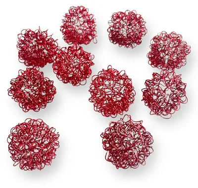Produktbild von SPIRALDRAHT-BÄLLE 30mm, 3cm/10 Stück dunkelrot ROT