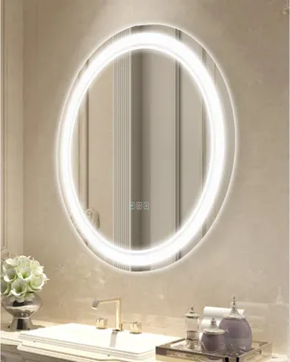 Immagine prodotto di Specchio da bagno a LED - specchio per vanità con 3 colori - montaggio a parete - rotondo da 60 cm