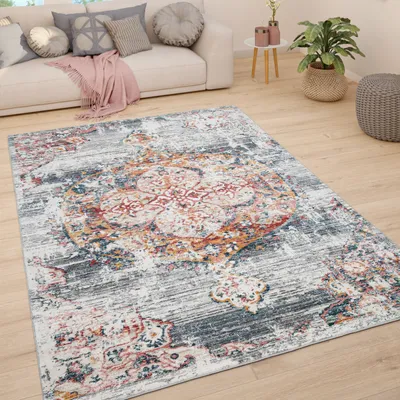 Produktbild von Teppich Wohnzimmer Kurzflor Vintage Pastell Modernes Orientalisches Muster Grösse 160x230 cm