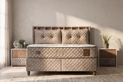 Produktbild von Pointhome Bambi Boxspringbett Set 140x200 H3, Bamboo Sleep, Bambusfaser Matratze, Paket Federsystem Matratze, 1xMatratze , 2xBettkasten, 1xKopfteil