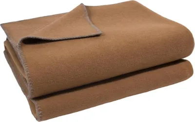 A folded brown blanket is shown against a white background.