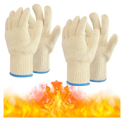 Produktbild von Hitzebeständiger Ofenhandschuh, Grillhandschuh, für Innen- und Außenbereich, Baumwolle, dick, für hohe Temperaturen