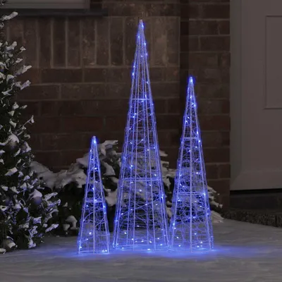 Produktbild von vidaXL Weihnachtsbaum mit 90 LEDs 3 pcs Blau 20 x 20 x 80 cm Acryl