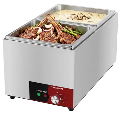 Bain Marie 1000 W, Edelstahl, 30–80 °C, GN 1/2