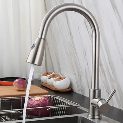 Produktbild von 360° Spültischarmatur Silber Küchenarmatur Ausziehbar Brause Wasserhahn für Küche - Silber