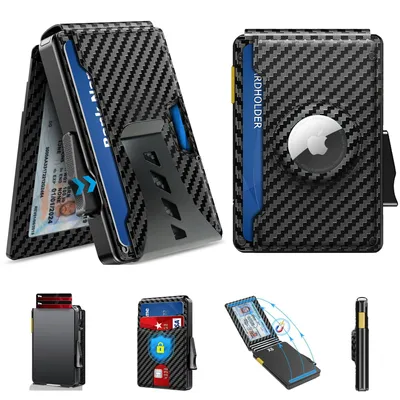 Produktbild von Geldbörse Geldbeutel Herren Slim Wallet mit RFID-Schutz, Premium Leder Portemonnaie Herren mit Münzfach, Tragbar und Langlebig Brieftasche Herren