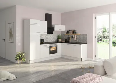 Produktbild von Optifit Winkelküche ohne Geräte Bengt932 270 cm weiß matt zerlegt Variante links KCBE 2720LOE-8+