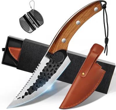 Imagen del producto de Cuchillo Chef Messer OOKUU de 5 pulgadas, forjado, con funda y afilador