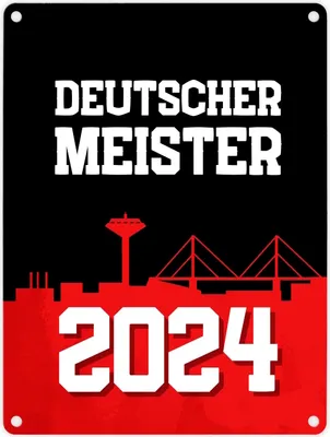 Produktbild von Leverkusen Metallschild in 15x20 cm mit Spruch Deutscher Meister 2024