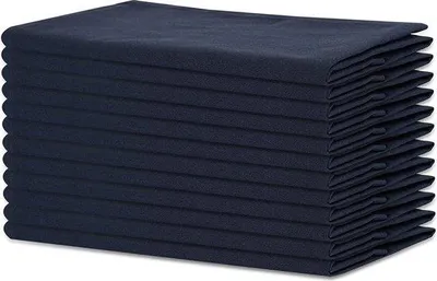 Image de Serviettes 100% coton - Bleu marine, 50 cm x 50 cm (lot de 12)